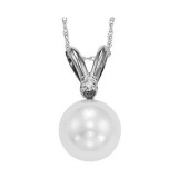 Gems One 14Kt White Gold Diamond (1/50Ctw) & Pearl (1/2 Ctw) Pendant photo