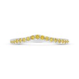 Shah Luxury 14K White Gold Yellow Diamond Half-Eternity Wedding Band photo