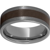 Rugged Tungsten  8mm Pipe Cut Band with Brown CeramicInlay and Stone Finish photo