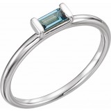 14K White London Blue Topaz Stackable Ring photo