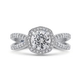 Shah Luxury 14K White Gold Round Diamond Halo Engagement Ring with Split Shank (Semi-Mount) photo