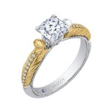 Shah Luxury 14K Two-Tone Gold Cushion Diamond Engagement Ring (Semi-Mount) photo 2