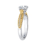 Shah Luxury 14K Two-Tone Gold Cushion Diamond Engagement Ring (Semi-Mount) photo 3