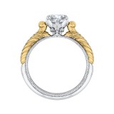 Shah Luxury 14K Two-Tone Gold Cushion Diamond Engagement Ring (Semi-Mount) photo 4