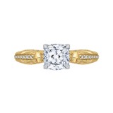 Shah Luxury 14K Two-Tone Gold Cushion Diamond Engagement Ring (Semi-Mount) photo