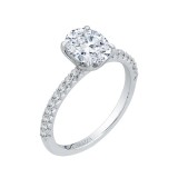 Shah Luxury 14K White Gold Oval Diamond Floral Engagement Ring (Semi-Mount) photo 2