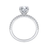 Shah Luxury 14K White Gold Oval Diamond Floral Engagement Ring (Semi-Mount) photo 4