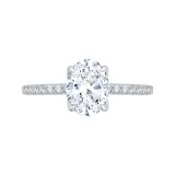 Shah Luxury 14K White Gold Oval Diamond Floral Engagement Ring (Semi-Mount) photo