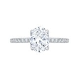 Shah Luxury 14K White Gold Oval Diamond Floral Engagement Ring (Semi-Mount) photo