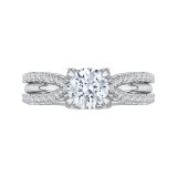 Shah Luxury 14K White Gold Round Diamond Engagement Ring with Split Shank (Semi-Mount) photo