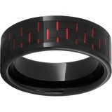 Black Diamond Ceramic Pipe Cut Band with Black and Red Carbon Fiber Inlay photo