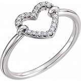 14K White .07 CTW Diamond Heart Ring photo