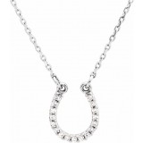 14K White .07 CTW Diamond Horseshoe 16 Necklace photo
