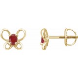 14K Yellow 4x3 mm Oval July Youth Butterfly Birthstone Earrings photo
