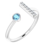 14K White Aquamarine & .06 CTW Diamond Bar Ring photo