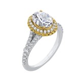 Shah Luxury 14K Tow-Tone Gold Oval Diamond Halo Engagement Ring with Split Shank (Semi-Mount) photo 2