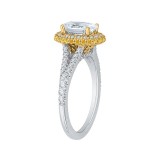 Shah Luxury 14K Tow-Tone Gold Oval Diamond Halo Engagement Ring with Split Shank (Semi-Mount) photo 3