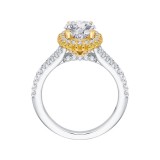 Shah Luxury 14K Tow-Tone Gold Oval Diamond Halo Engagement Ring with Split Shank (Semi-Mount) photo 4