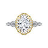Shah Luxury 14K Tow-Tone Gold Oval Diamond Halo Engagement Ring with Split Shank (Semi-Mount) photo