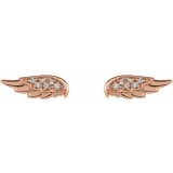 14K Rose .03 CTW Diamond Angel Wing Earrings photo 2