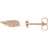 14K Rose .03 CTW Diamond Angel Wing Earrings photo