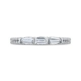 Shah Luxury 14K White Gold Round & Baguette Diamond Wedding Band photo