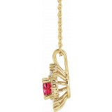 14K Yellow Pink Tourmaline & 1/3 CTW Diamond 16-18 Necklace photo 2