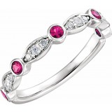 14K White Ruby & 1/6 CTW Diamond Ring photo