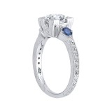 Shah Luxury 14K White Gold Round Diamond Engagement Ring with Sapphire (Semi-Mount) photo 2