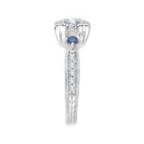 Shah Luxury 14K White Gold Round Diamond Engagement Ring with Sapphire (Semi-Mount) photo 3