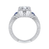 Shah Luxury 14K White Gold Round Diamond Engagement Ring with Sapphire (Semi-Mount) photo 4