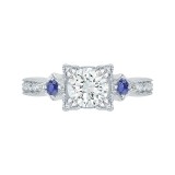 Shah Luxury 14K White Gold Round Diamond Engagement Ring with Sapphire (Semi-Mount) photo