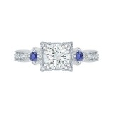 Shah Luxury 14K White Gold Round Diamond Engagement Ring with Sapphire (Semi-Mount) photo