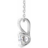 14K White 6.5 mm Round Forever Oneu2122 Moissanite & .01 CTW Diamond 16-18 Necklace photo 2