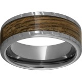 Rugged Tungsten  8mm Pipe Cut Band with Bourbon Barrel Aged Inlay and Scored Edge photo
