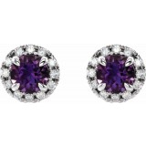 14K White Amethyst & 1/3 CTW Diamond Earrings photo 2