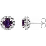14K White Amethyst & 1/3 CTW Diamond Earrings photo