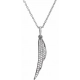 14K White 1/5 CTW Diamond Feather 16-18 Necklace photo