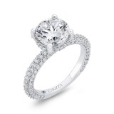 Shah Luxury 14K White Gold Round Cut Diamond 3/4 Run Engagement Ring (With Center) photo 2