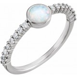 14K White Opal & 1/4 CTW Diamond Ring photo