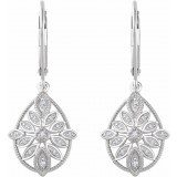 14K White 1/6 CTW Diamond Granulated Filigree Earrings photo 2