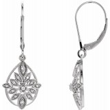 14K White 1/6 CTW Diamond Granulated Filigree Earrings photo