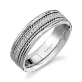 14k White Gold Rope Detail Pave Diamond Men's Band photo