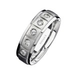 14k White Gold Five Stone Matte Finish Diamond Men's Band photo