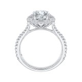 Shah Luxury 14K White Gold Round Diamond Halo Engagement Ring (Semi-Mount) photo 4