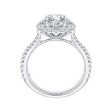 Shah Luxury 14K White Gold Round Diamond Halo Engagement Ring (Semi-Mount) photo 4