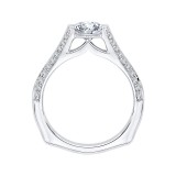 Shah Luxury Cushion Diamond Engagement Ring with Split Shank In 14K White Gold (Semi-Mount) photo 4