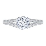 Shah Luxury Cushion Diamond Engagement Ring with Split Shank In 14K White Gold (Semi-Mount) photo