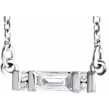 14K White 1/10 CTW Diamond Bar 16-18 Necklace photo