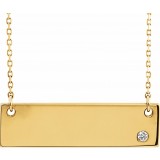 14K Yellow .03 CT Diamond Bar 18 Necklace without Engraving photo